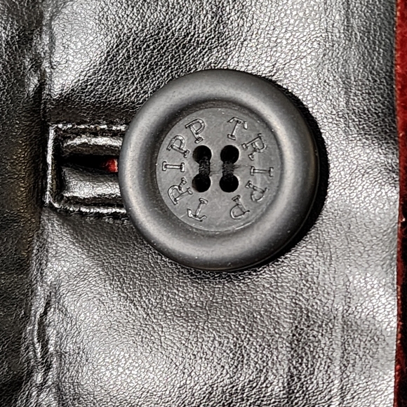 SOLD TRIPP NYC XL Vegan Leather Penny Lane Faux Fur Coat Red & Black w Grommets - Picture 5 of 13